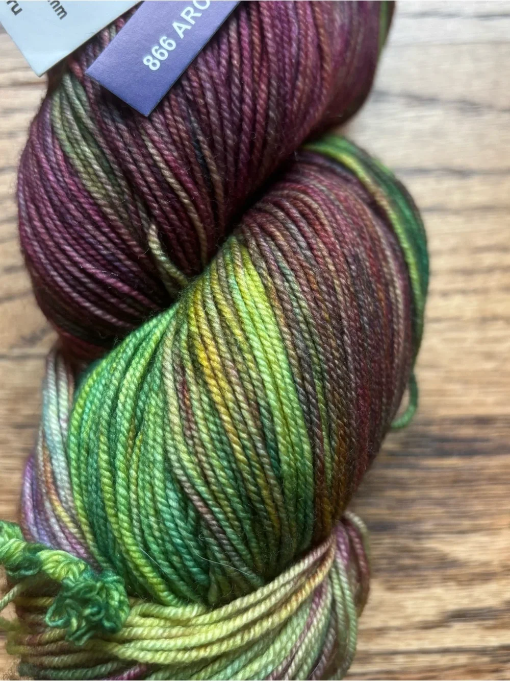 Malabrigo Sock Yarn Fingering 100% SW Merino Wool Arco Iris Purple Green Knit